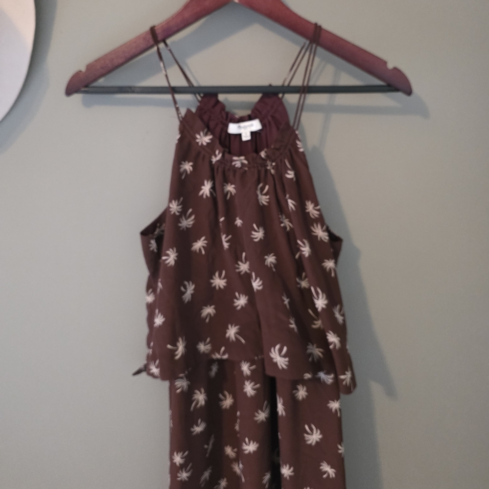 Madewell Burgundy Dream Drift Silk Palm Tree Dress Size 0 - Picture 4 of 13